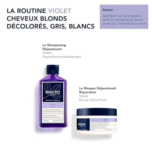 PHYTO Purple Repairing Hair Mask for Gray, White & Bleached Blonde Hair | Deep Hydration & Brass-Neutralizing | Sulfate-Free | Made in France | 6.76 fl oz thumbnail 4