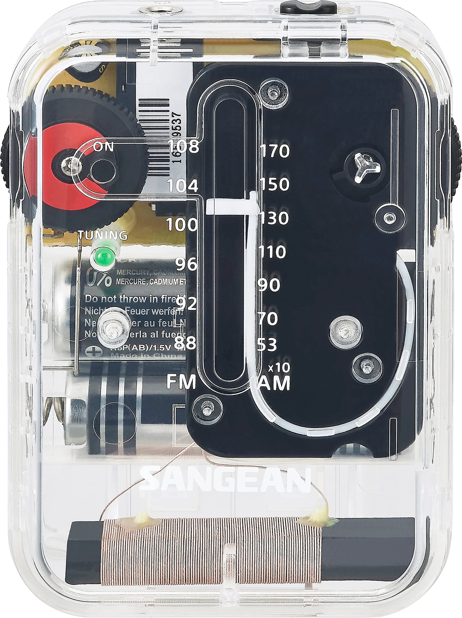 Sangean SR-32CL AM/FM Pocket Analog Radio (Clear) | Compact, Handheld, Light Weight — Clear