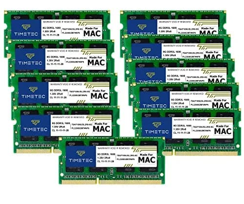 Timetec 8GB KIT (2x4GB) DDR3L 1600MHz SODIMM RAM for Apple MacBook Pro, iMac, Mac Mini — 80GB KIT(10x8GB)