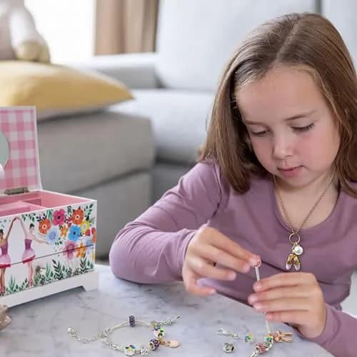 ABI + OLIE Ballerina Musical Jewelry Box for Girls, 19cm (7.3in) | Includes Charm Bracelet & Necklace Set thumbnail 7