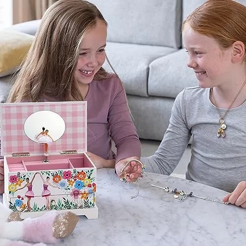 ABI + OLIE Ballerina Musical Jewelry Box for Girls, 19cm (7.3in) | Includes Charm Bracelet & Necklace Set thumbnail 8
