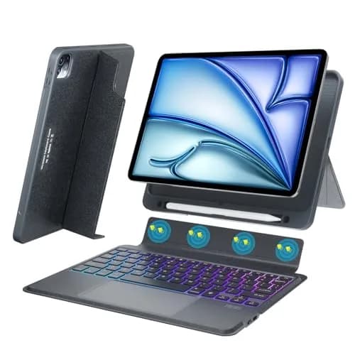 OPAKIT Magnetic Detachable Keyboard Case for iPad Air 13-inch M2 2024 | Wireless Keyboard Cover with Multi-Touch Trackpad & 7-Color Backlit thumbnail 1