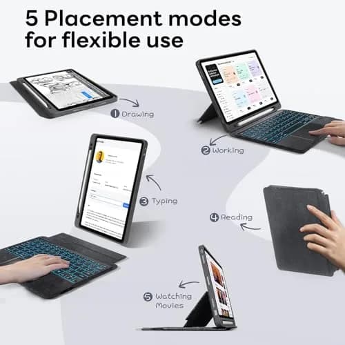 OPAKIT Magnetic Detachable Keyboard Case for iPad Air 13-inch M2 2024 | Wireless Keyboard Cover with Multi-Touch Trackpad & 7-Color Backlit thumbnail 6