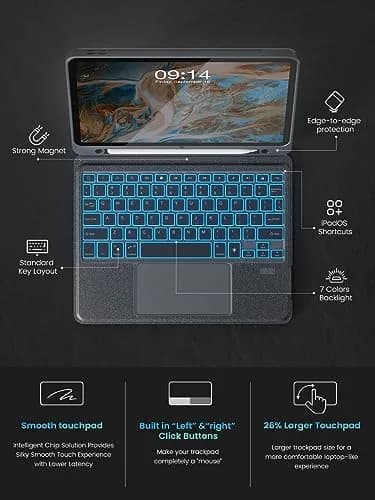 OPAKIT Magnetic Detachable Keyboard Case for iPad Air 13-inch M2 2024 | Wireless Keyboard Cover with Multi-Touch Trackpad & 7-Color Backlit thumbnail 8