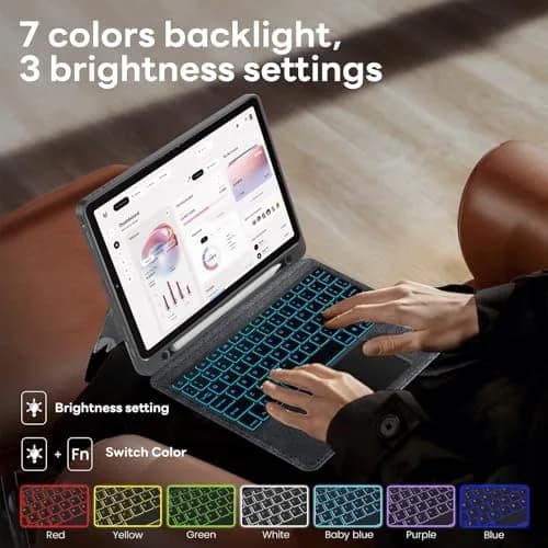 OPAKIT Magnetic Detachable Keyboard Case for iPad Air 13-inch M2 2024 | Wireless Keyboard Cover with Multi-Touch Trackpad & 7-Color Backlit thumbnail 4