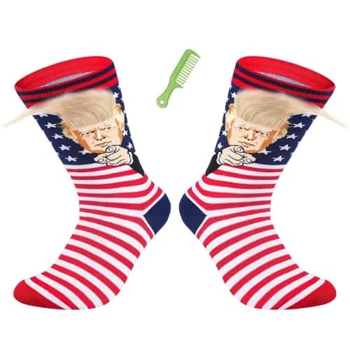 T Legend President Donald Hair MAGA Socks for Men & Women | Novelty Christmas & Gag Gifts (7-14 US Size) thumbnail 1