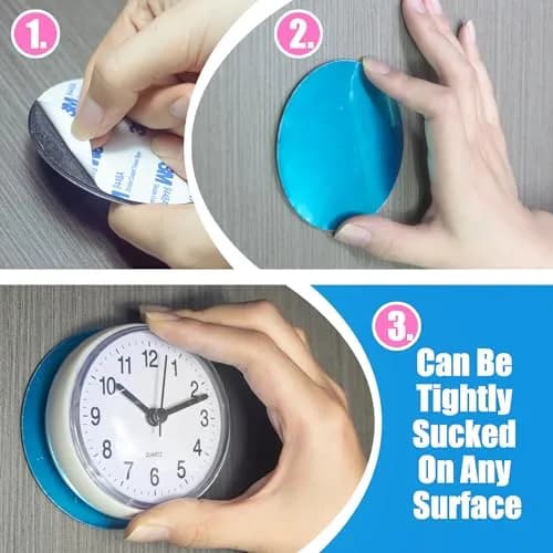 Betus Waterproof Bathroom Shower Clock with Large Suction Cup - Silent, Water Proof, Battery Operated Wall Clock for Toilet, Kitchen, Bedroom (Black) | Easy Setup Analog Clock thumbnail 6