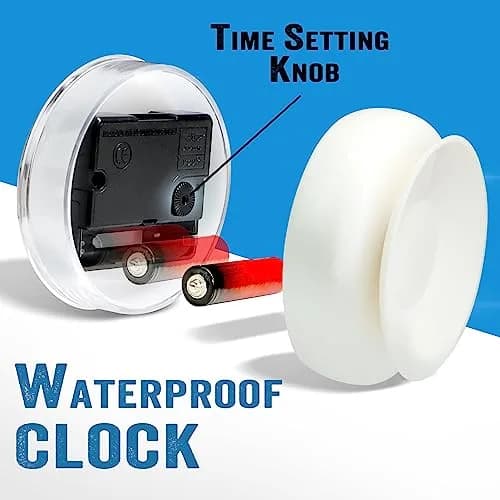 Betus Waterproof Bathroom Shower Clock with Large Suction Cup - Silent, Water Proof, Battery Operated Wall Clock for Toilet, Kitchen, Bedroom (Black) | Easy Setup Analog Clock thumbnail 3