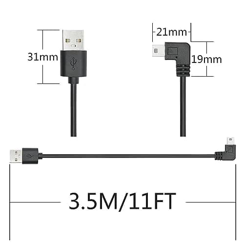 Maixbomr 90 Degree Mini USB Power Cord 3.5m (11.5ft) | Left Angle Charging Cable for Dash Cams & Devices thumbnail 7