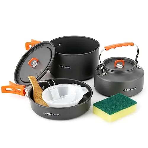 Odoland Camping Cookware Set 10pcs | Lightweight Aluminum Pots & Pans for Outdoor Cooking thumbnail 1