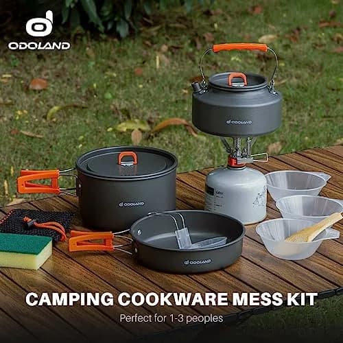 Odoland Camping Cookware Set 10pcs | Lightweight Aluminum Pots & Pans for Outdoor Cooking thumbnail 6