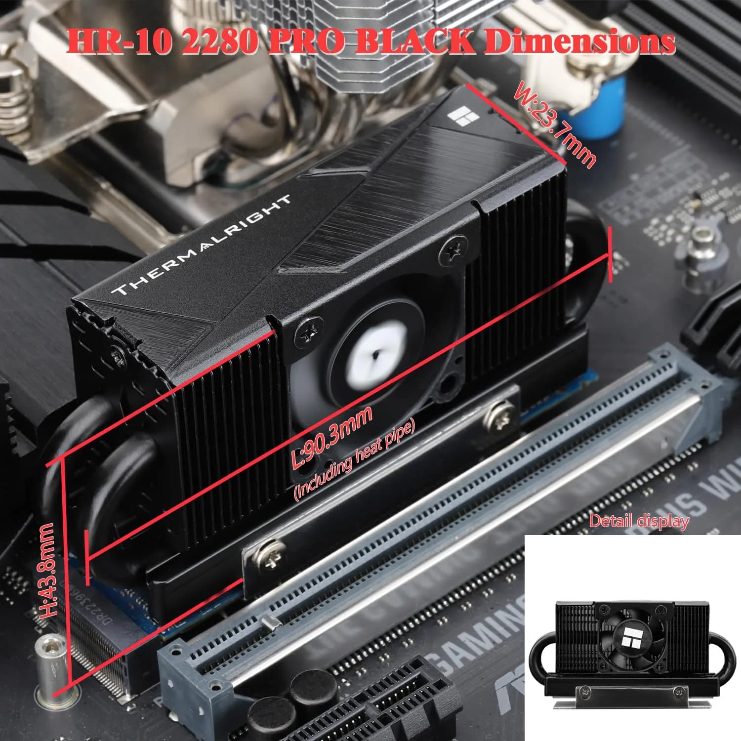 Thermalright HR10 2280 PRO Black SSD Heatsink Cooling with PWM Fan | 90.3mm x 23.7mm x 43.8mm - view 6