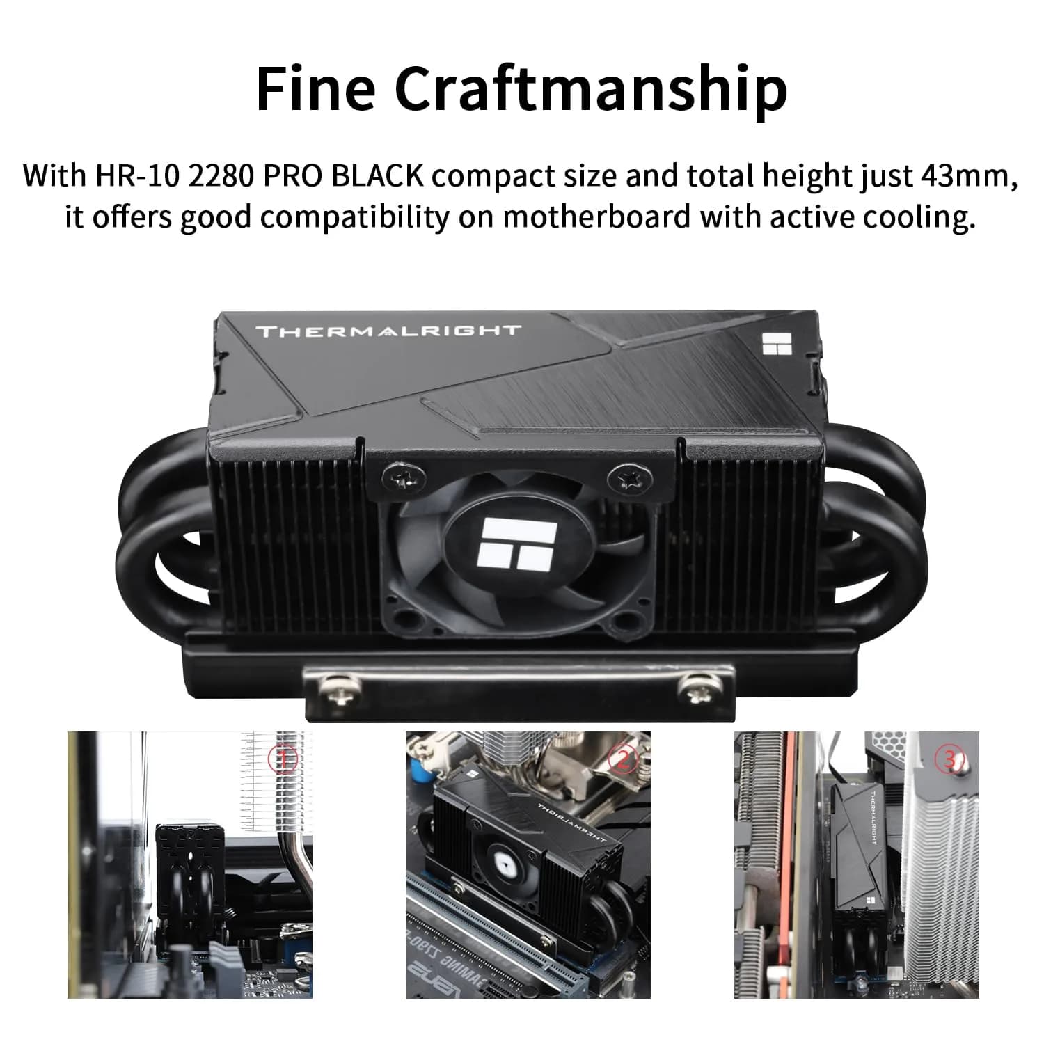 Thermalright HR10 2280 PRO Black SSD Heatsink Cooling with PWM Fan | 90.3mm x 23.7mm x 43.8mm - view 4