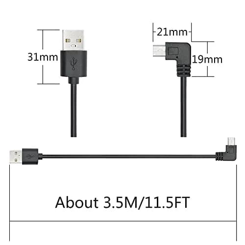 Maixbomr 11.5ft Right Angle Mini USB Power Cable | 1.5A Fast Charging for Dash Cams & GPS thumbnail 7
