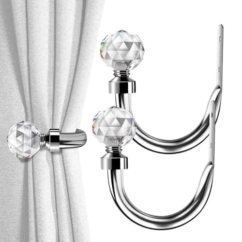 HIKMLK Crystal Curtain Holdbacks 2pcs | Heavy Duty Metal Tiebacks with Crystal Accents thumbnail 1