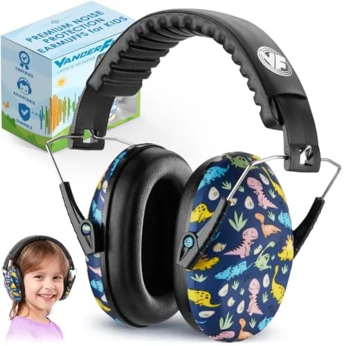 Vanderfields Kids Noise Canceling Headphones - 240g (8.5 oz) - Dinosaur Club Pattern | Certified Hearing Protection Earmuffs thumbnail 1