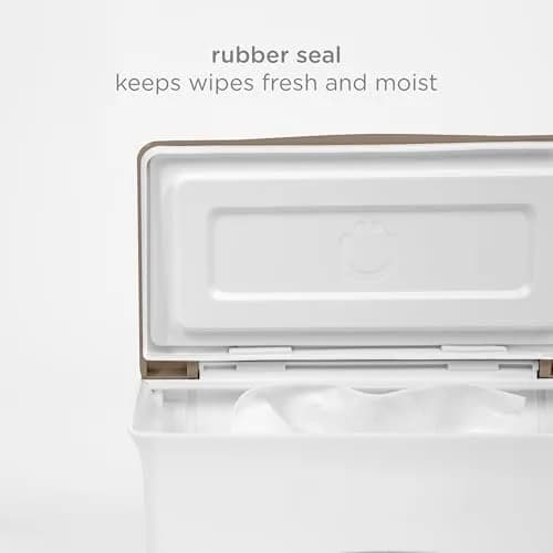Ubbi Baby Wipes Dispenser with Weighted Plate, Taupe | Modern Nursery Organizer for Wipes thumbnail 4