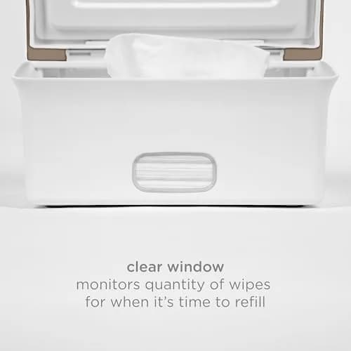 Ubbi Baby Wipes Dispenser with Weighted Plate, Taupe | Modern Nursery Organizer for Wipes thumbnail 5