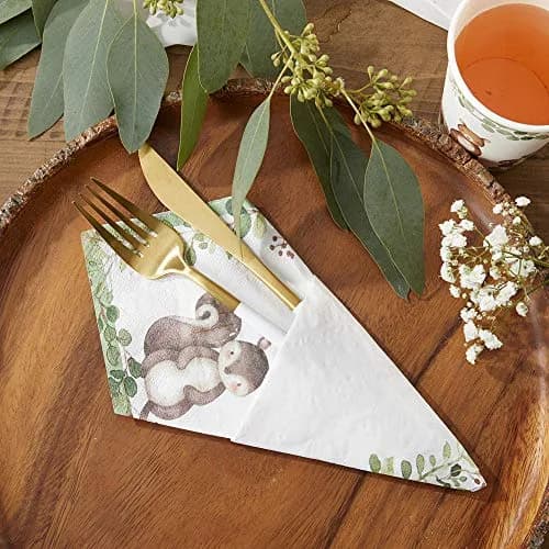 Kate Aspen Woodland Baby Shower Decorations, 62-Piece Disposable Paper Plates & Napkins for 16 Guests | Woodland Animals Theme thumbnail 2