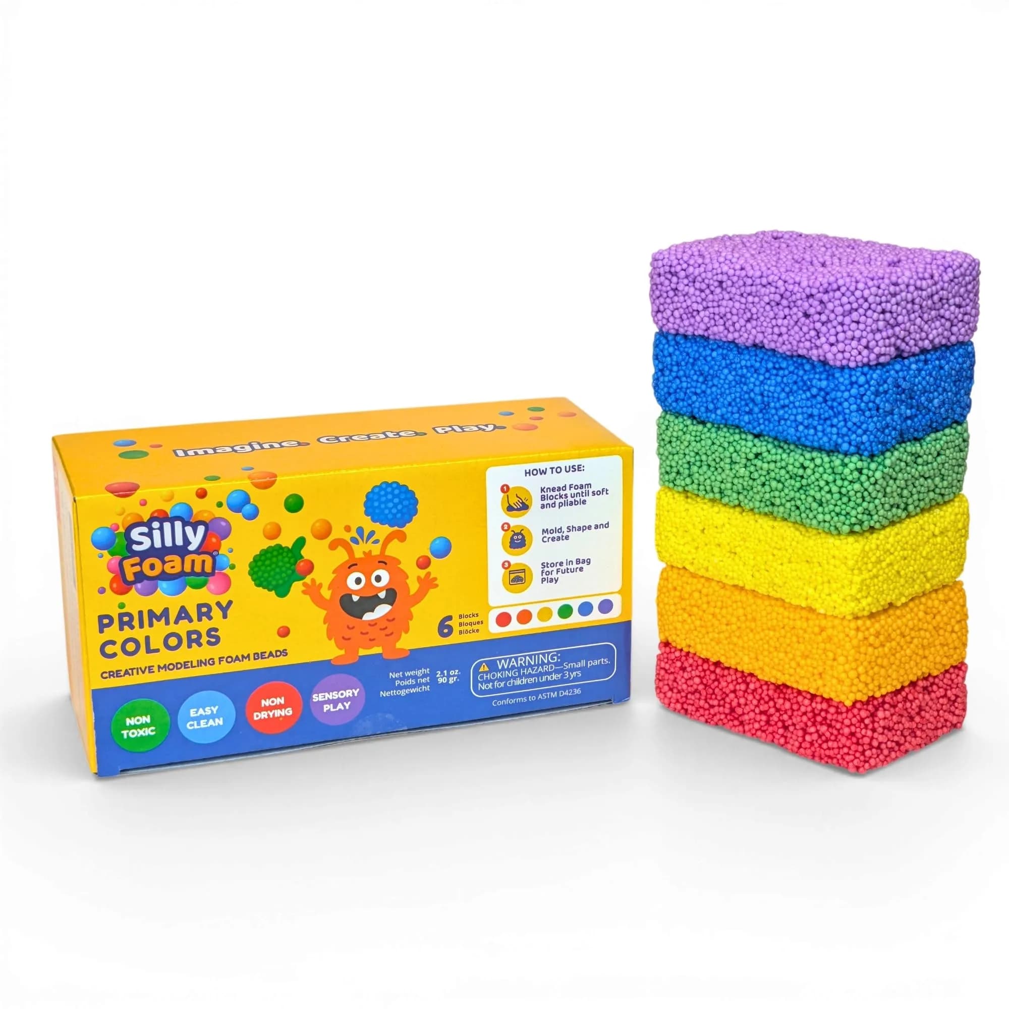LYRK Collections Silly Foam Creative Modeling Foam Beads 6-Pack | Non-Toxic, Reusable, Easy Clean Up (1-Pack) — Primary