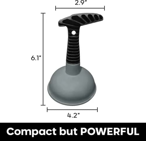 Plungeroo Sink Plunger, Powerful Mini Plunger with Short Handle, Easy-to-Use Small Unclogging Tool for Bathroom Drains, Shower, Bathtub, Toilet, RV and Kitchen Sink, Gray, (6.1 x 4.2 x 2.9 Inch) thumbnail 2