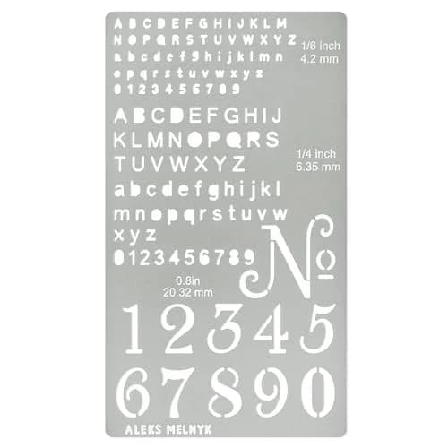 Aleks Melnyk No.422 Metal Stencil, Tiny Letters, 10.2cm x 17.8cm | Durable Metal Template for Bullet Journaling thumbnail 1