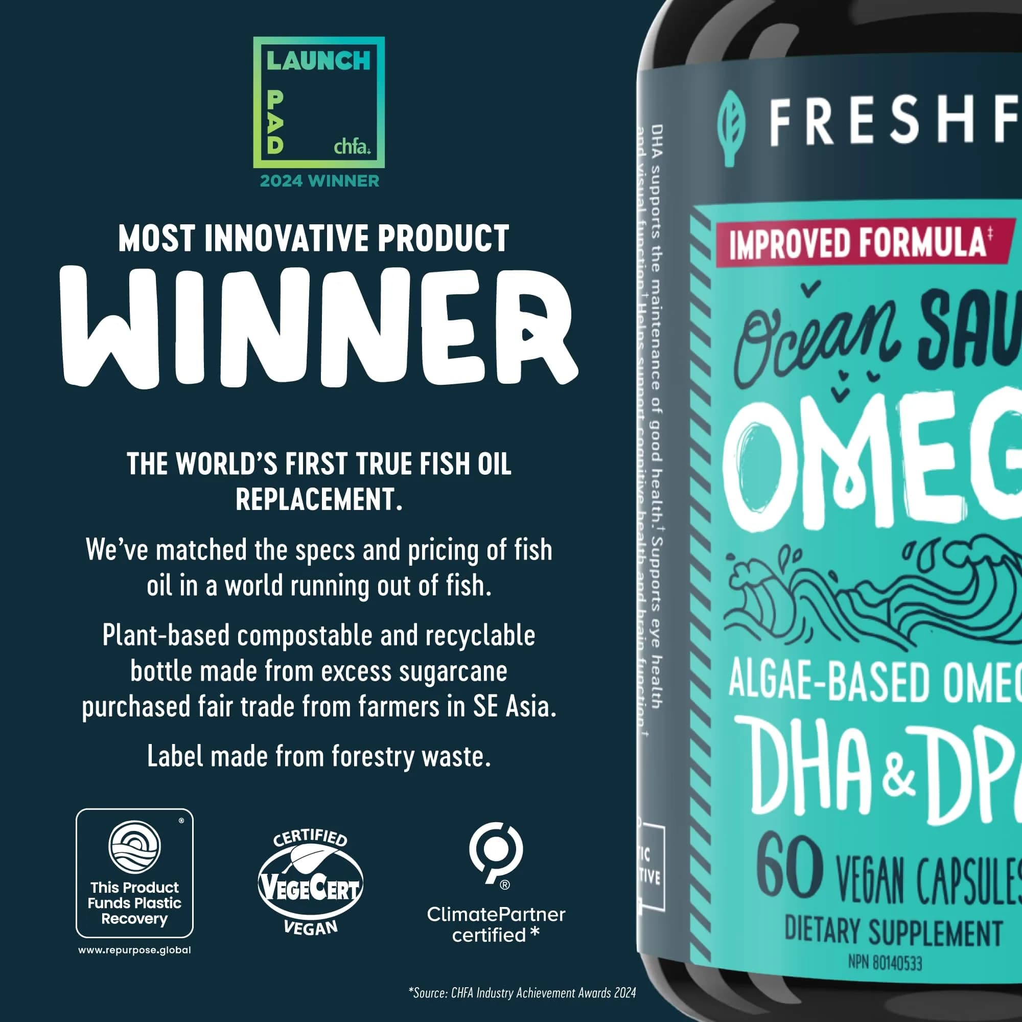 Freshfield Ocean Saving Omega Algae Oil DHA Supplements 180 Count (180 Count) - view 4