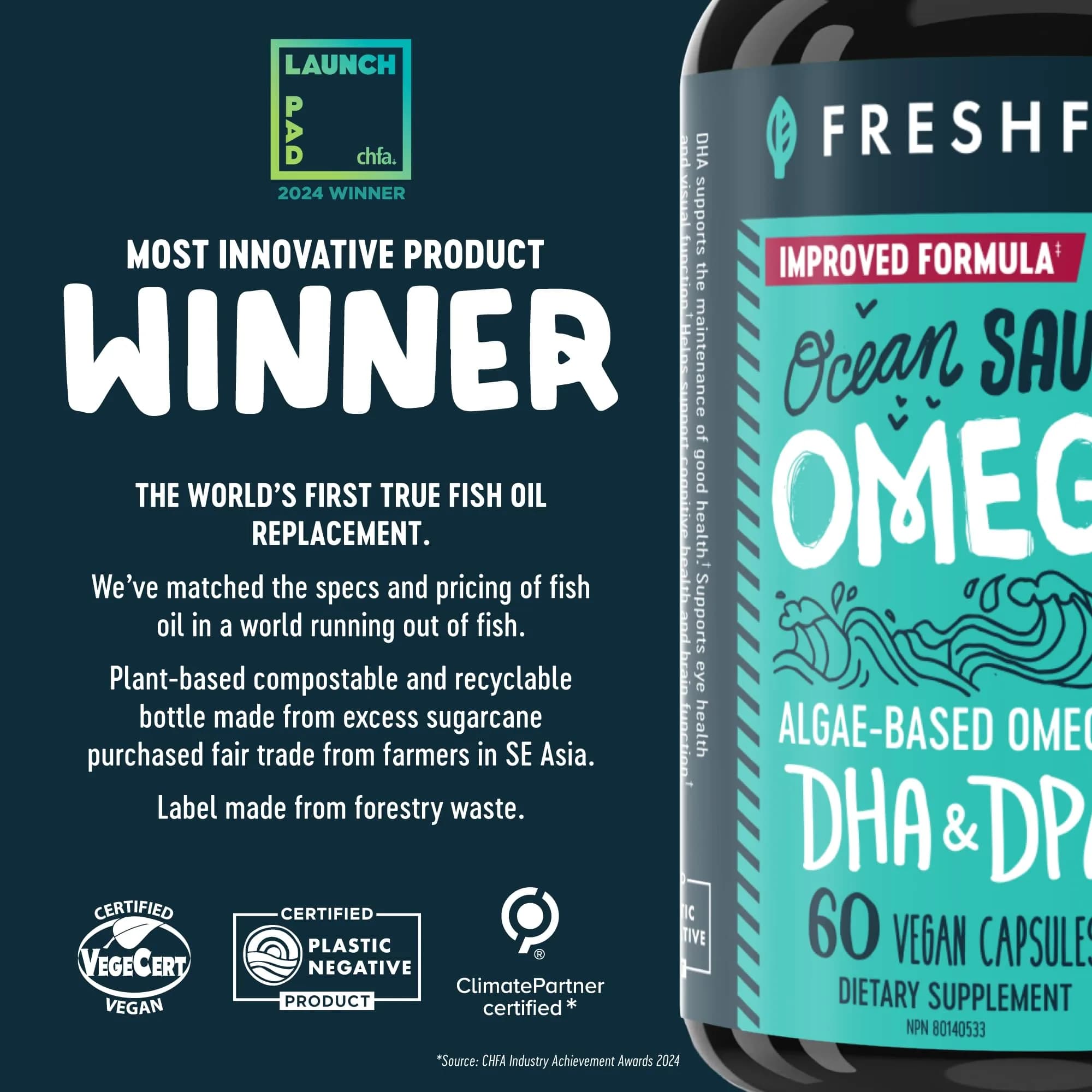 Freshfield Omega 3 DHA Supplements Algae Oil Softgels 60 Count (180g) | Brain & Heart Health Support - view 3