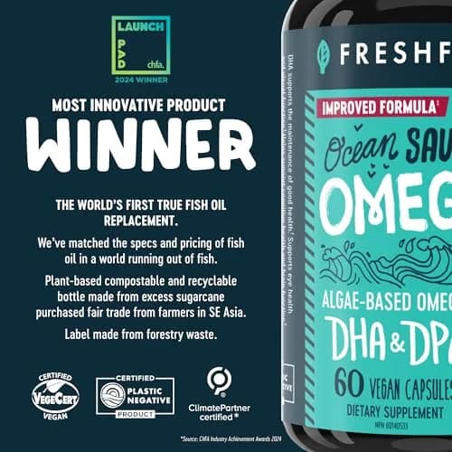 Freshfield Omega 3 DHA Supplements Algae Oil Softgels 60 Count (180g) | Brain & Heart Health Support thumbnail 3