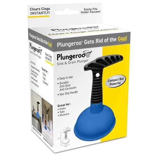 Plungeroo Sink Plunger Blue | Compact Unclogging Tool for Bathroom Drains (6.1 x 4.2 x 2.9 Inch) thumbnail 1