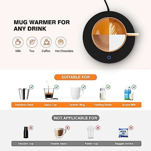 Lesipee Electric Mug Warmer with 2 Temp Settings | Keeps Drinks Warm for 8 Hours thumbnail 3
