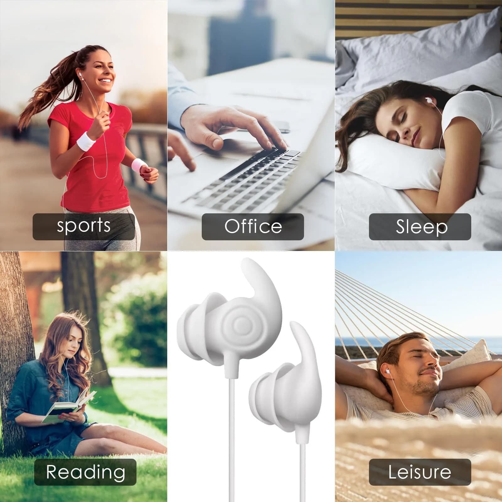Hmusic Sleep Earphones USB C Wired Sleep Headphones with Noise Isolation & Mic (White, 2g) | Lightweight In-Ear Design for Side Sleepers - view 7