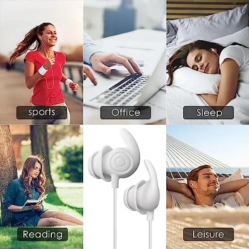 Hmusic Sleep Earphones USB C Wired Sleep Headphones with Noise Isolation & Mic (White, 2g) | Lightweight In-Ear Design for Side Sleepers thumbnail 7