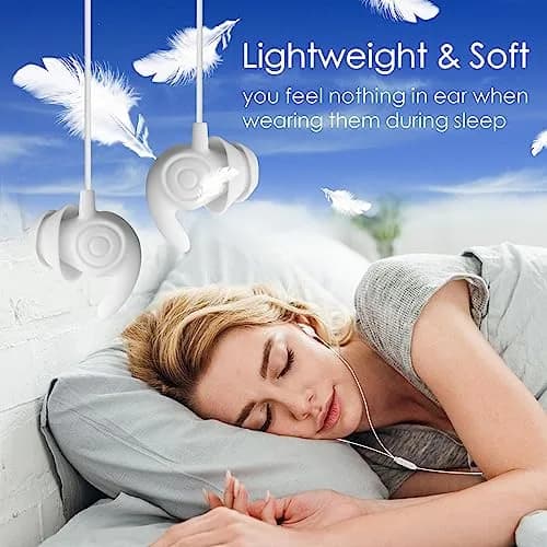 Hmusic Sleep Earphones USB C Wired Sleep Headphones with Noise Isolation & Mic (White, 2g) | Lightweight In-Ear Design for Side Sleepers thumbnail 2