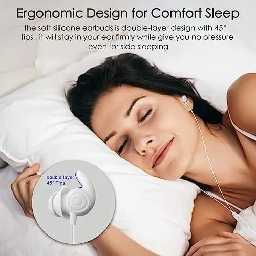 Hmusic Sleep Earphones USB C Wired Sleep Headphones with Noise Isolation & Mic (White, 2g) | Lightweight In-Ear Design for Side Sleepers thumbnail 3