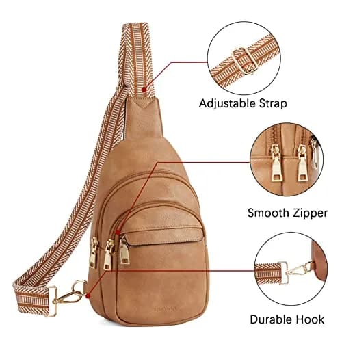 BOSTANTEN Sling Bag for Women Leather Crossbody Bags Fanny Pack for Travel | Multi-Functional & RFID thumbnail 6