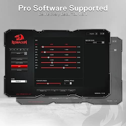Redragon M908 Impact Gaming Mouse 12400 DPI | 18 Programmable Buttons, 1000Hz Polling Rate, RGB Lighting thumbnail 8