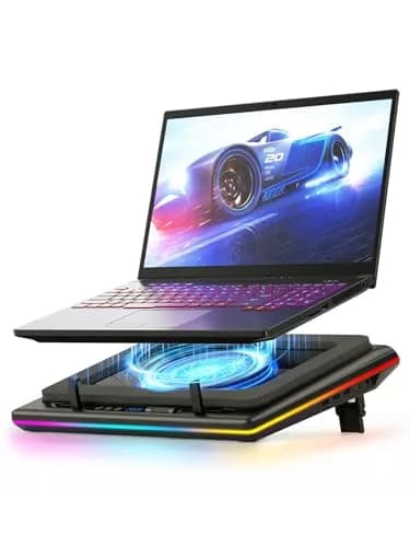 llano V12 Gaming Laptop Cooling Pad with RGB 15.6-19 inch | 5.5-inch Turbofan, 3-Port USB Hub, Dust Filter — Black RGB