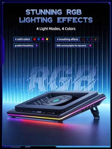 llano V12 Gaming Laptop Cooling Pad with RGB 15.6-19 inch | 5.5-inch Turbofan, 3-Port USB Hub, Dust Filter thumbnail 5