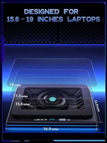 llano V12 Gaming Laptop Cooling Pad with RGB 15.6-19 inch | 5.5-inch Turbofan, 3-Port USB Hub, Dust Filter thumbnail 6