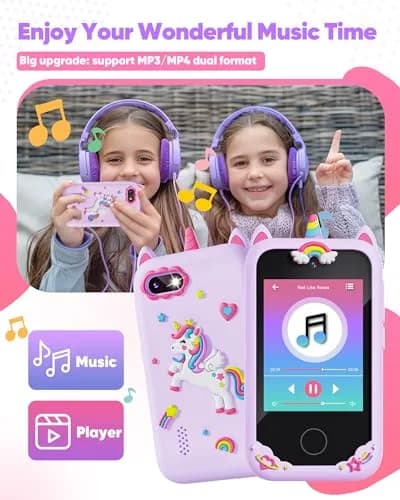 Fiechcco Kids Smart Phone Toy Purple 7.11 cm (2.8 Inches) | Educational Toddler Phone with Dual Camera & Games thumbnail 7