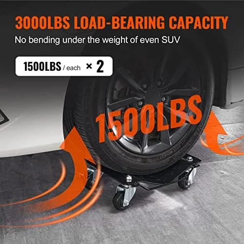 VEVOR Wheel Dolly 3000 lbs Heavy-Duty Car Moving Dolly Set of 2 | Versatile & Safe for Heavy Vehicles thumbnail 3