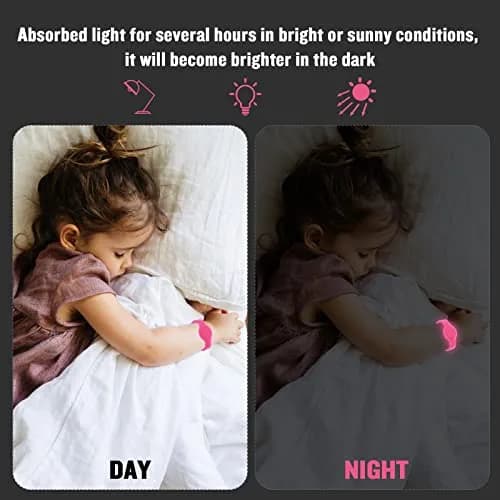 KAHADI Kids Waterproof AirTag Bracelet (2 Pack) | Luminous Pink & Green thumbnail 6