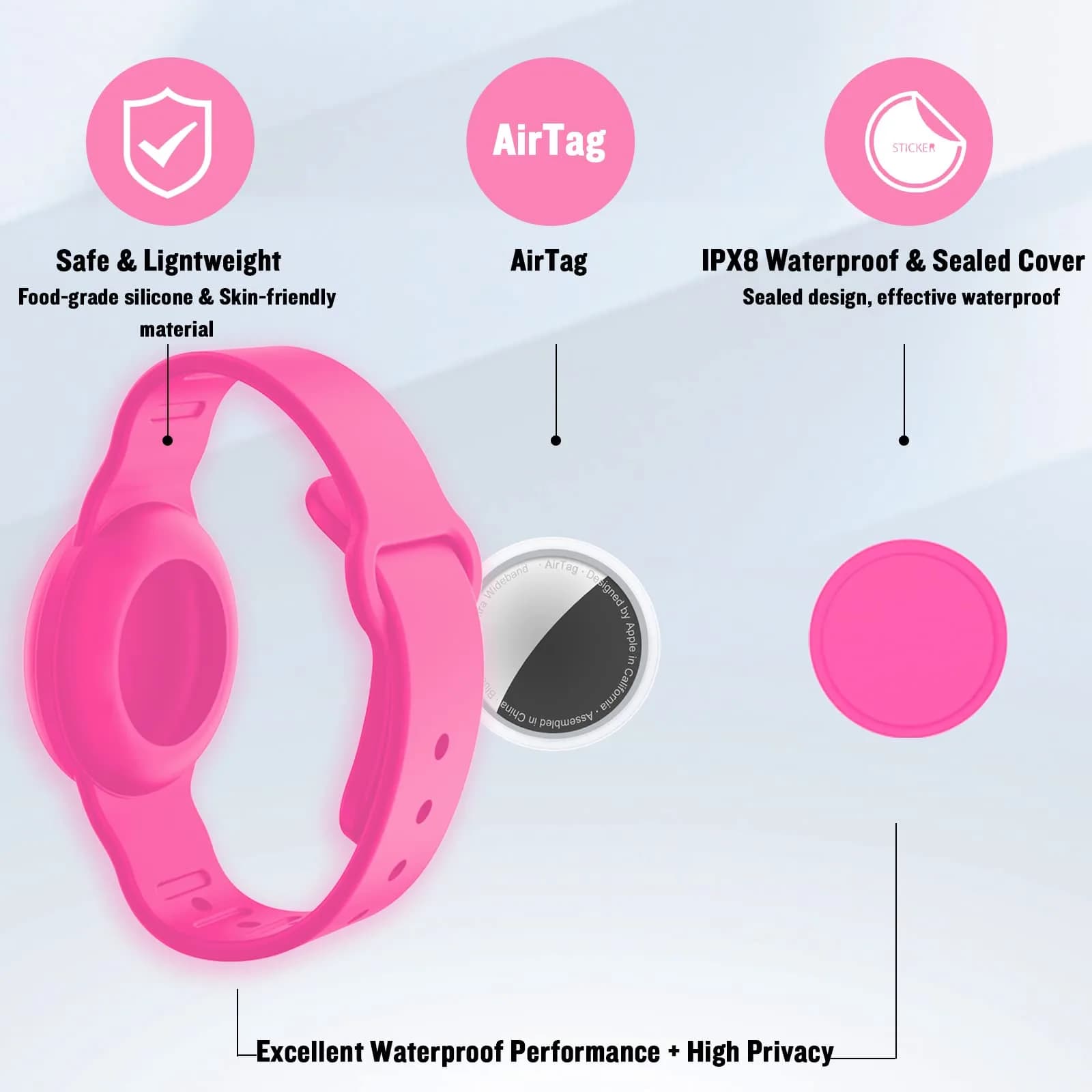 KAHADI Kids Waterproof AirTag Bracelet (2 Pack) | Luminous Pink & Green - view 2