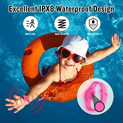 KAHADI Kids Waterproof AirTag Bracelet (2 Pack) | Luminous Pink & Green thumbnail 3
