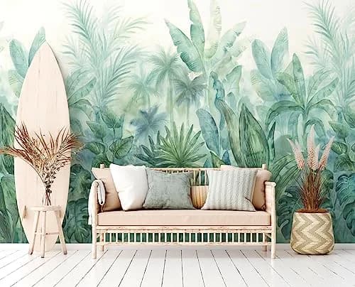 A.S. Création Livingwalls Non-Woven Wallpaper, Palm Leaves, 2.80 m x 2.65 m | Tropical Green & Blue thumbnail 4