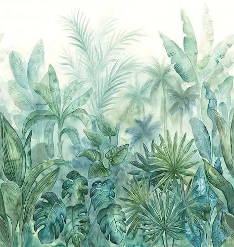 A.S. Création Livingwalls Non-Woven Wallpaper, Palm Leaves, 2.80 m x 2.65 m | Tropical Green & Blue thumbnail 3