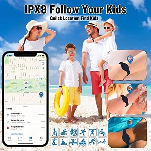 KAHADI Waterproof AirTag Bracelet for Kids 2 Pack | Silicone Wristband for Child & Toddler thumbnail 4