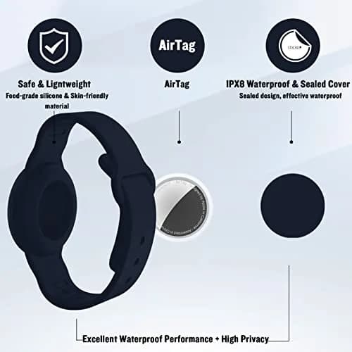 KAHADI Waterproof AirTag Bracelet for Kids 2 Pack | Silicone Wristband for Child & Toddler thumbnail 2