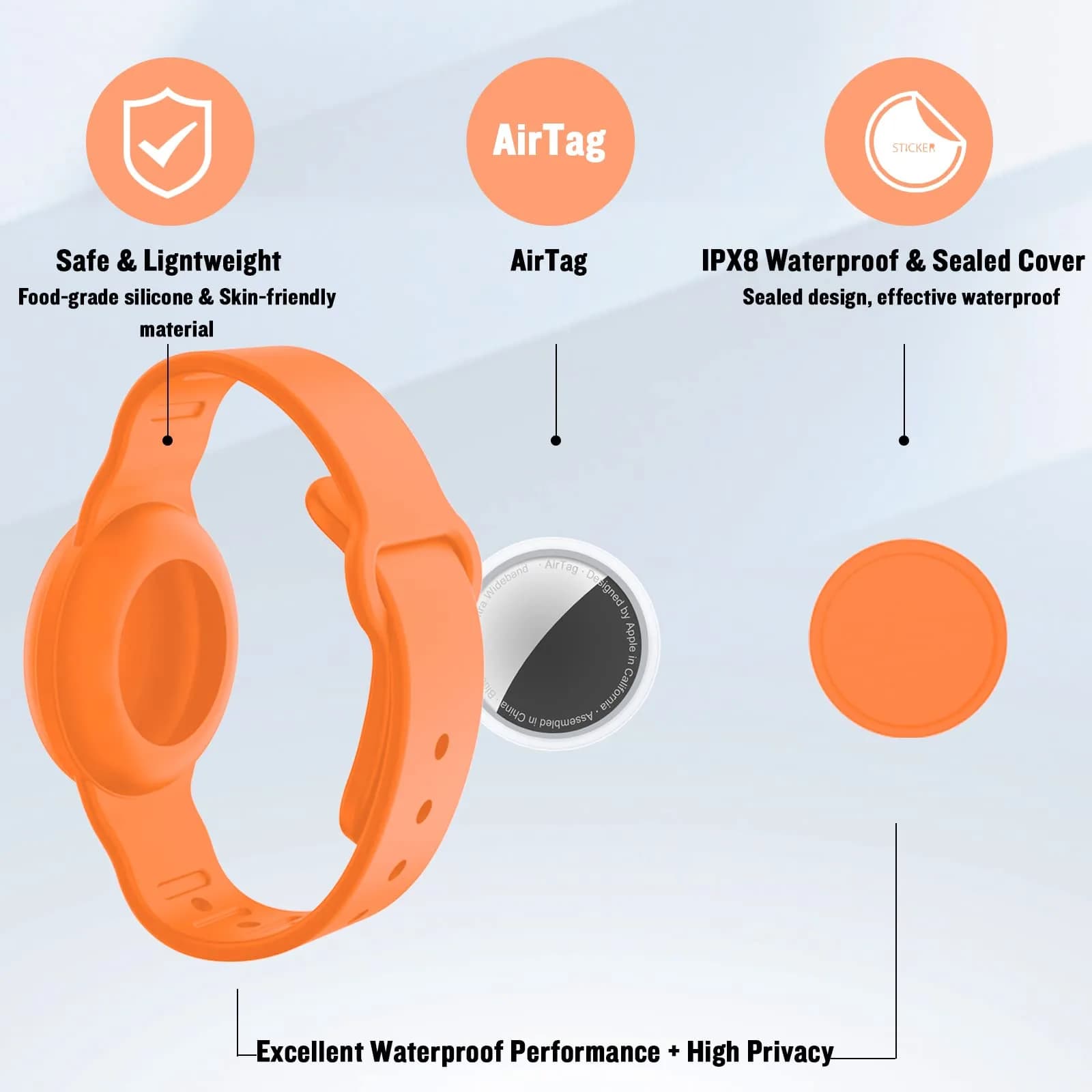KAHADI Kids 4 Pack Waterproof AirTag Bracelet - Luminous Blue, Green, Orange & Grey - view 2